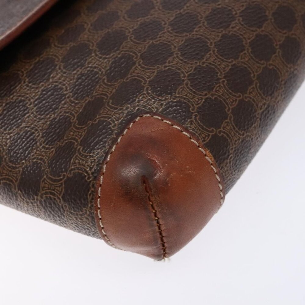 Authentic CELINE Macadam Canvas Shoulder Bag PVC Brown Gold - Picture 6 of 16